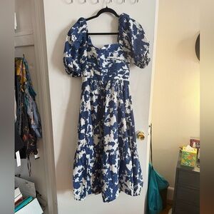 Abercrombie & Fitch Emerson Poplin Puff Sleeve Midi Dress